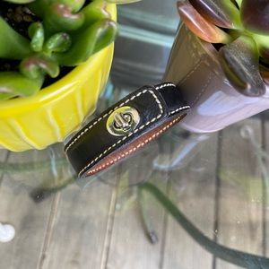 COACH bracelet turn-lock black with white thread 5” (.5” wide)